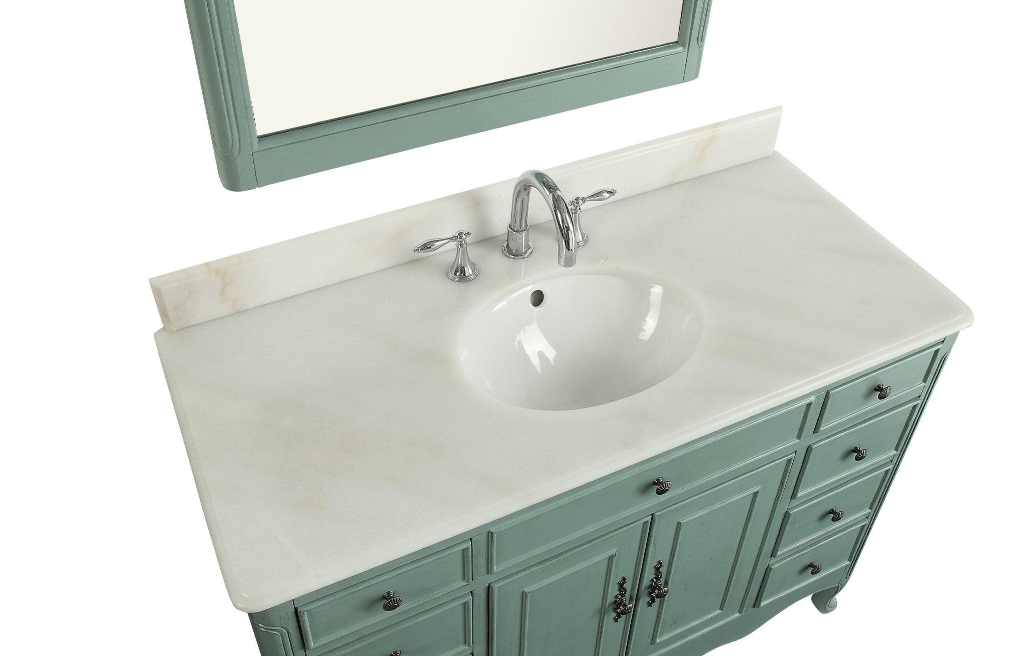 Chans Furniture HF-8535BU 46 Inch Distressed Light Blue Cottage Style Fayetteville Bathroom Sink Vanity