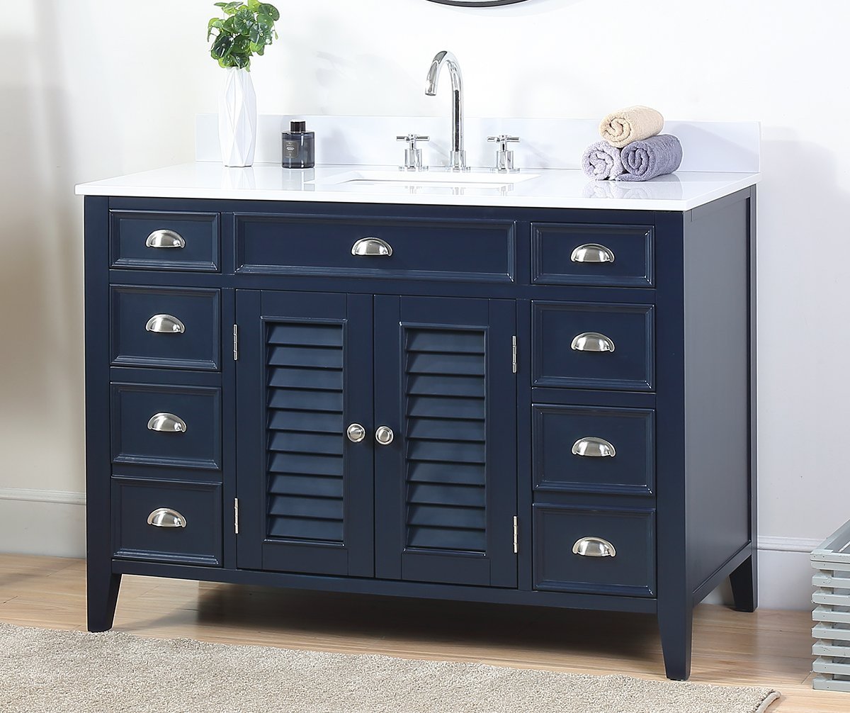 Chans Furniture CF-4485NB 46" Benton Collection Navy Blue Zapate Bathroom Sink Vanity