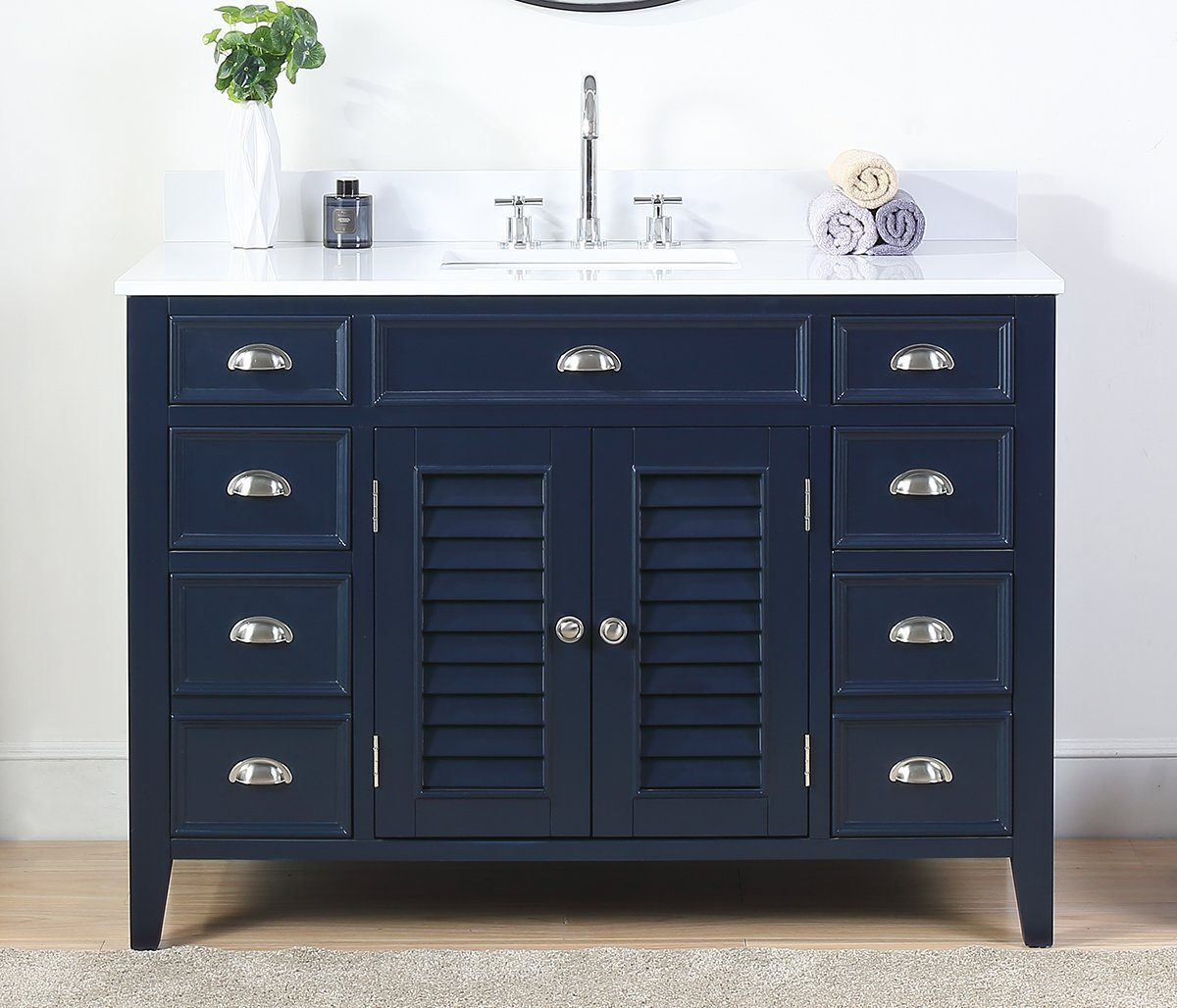 Chans Furniture CF-4485NB 46" Benton Collection Navy Blue Zapate Bathroom Sink Vanity