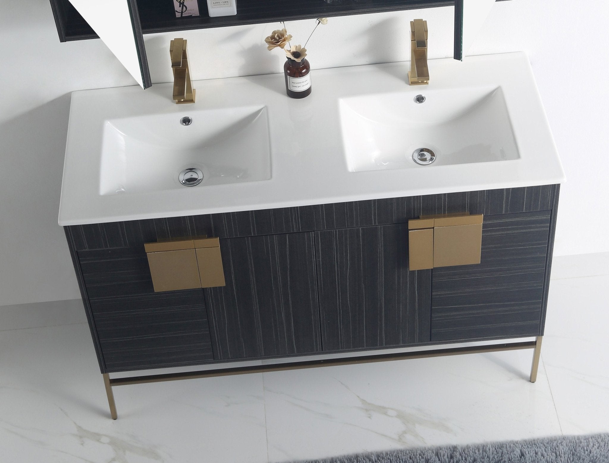 Chans Furniture CL-102DG-47QD 48" Tennant Brand Kuro Minimalistic Dawn Gray Double Bathroom Vanity