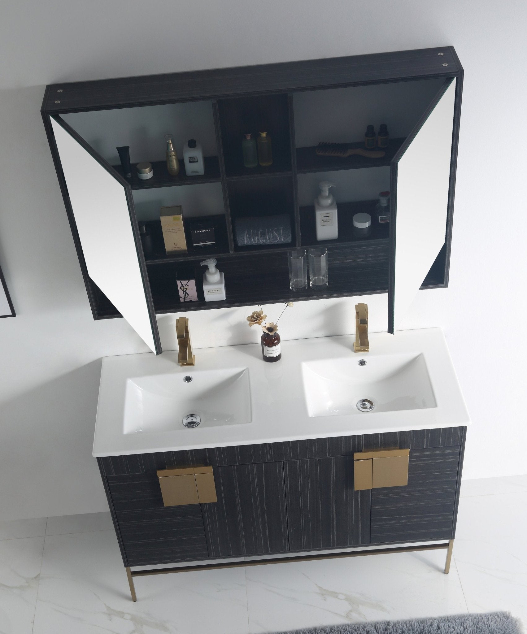 Chans Furniture CL-102DG-47QD 48" Tennant Brand Kuro Minimalistic Dawn Gray Double Bathroom Vanity