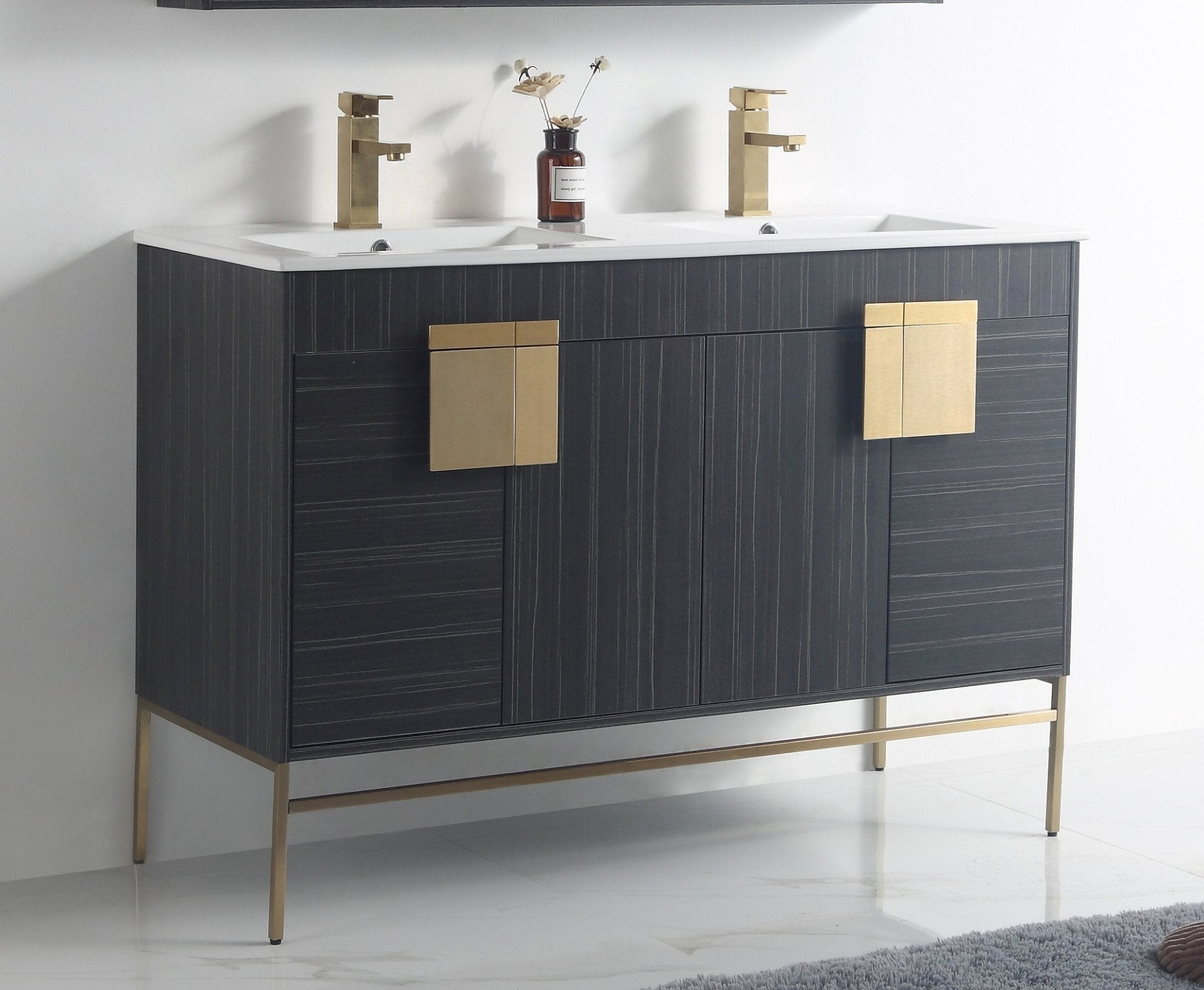 Chans Furniture CL-102DG-47QD 48" Tennant Brand Kuro Minimalistic Dawn Gray Double Bathroom Vanity