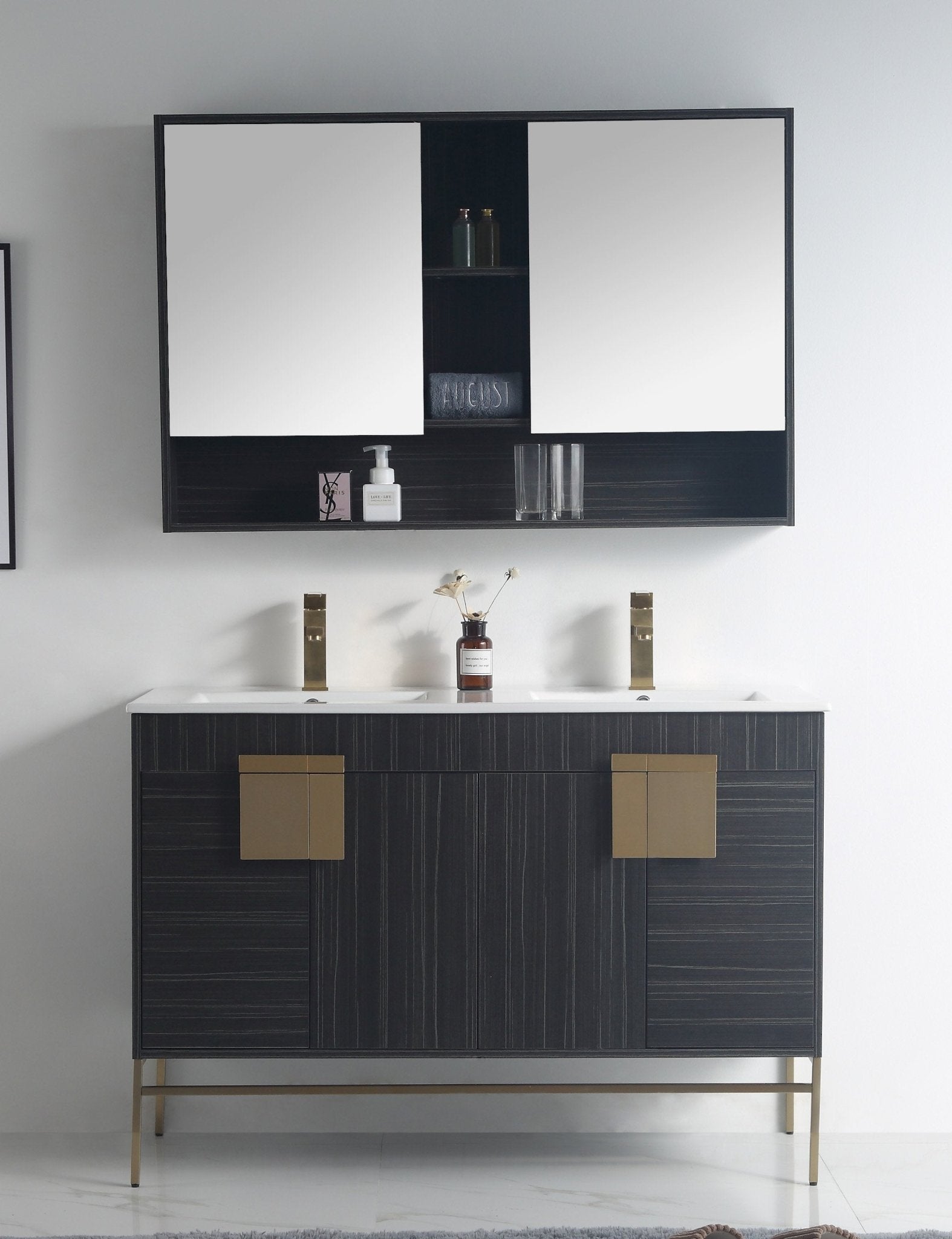 Chans Furniture CL-102DG-47QD 48" Tennant Brand Kuro Minimalistic Dawn Gray Double Bathroom Vanity