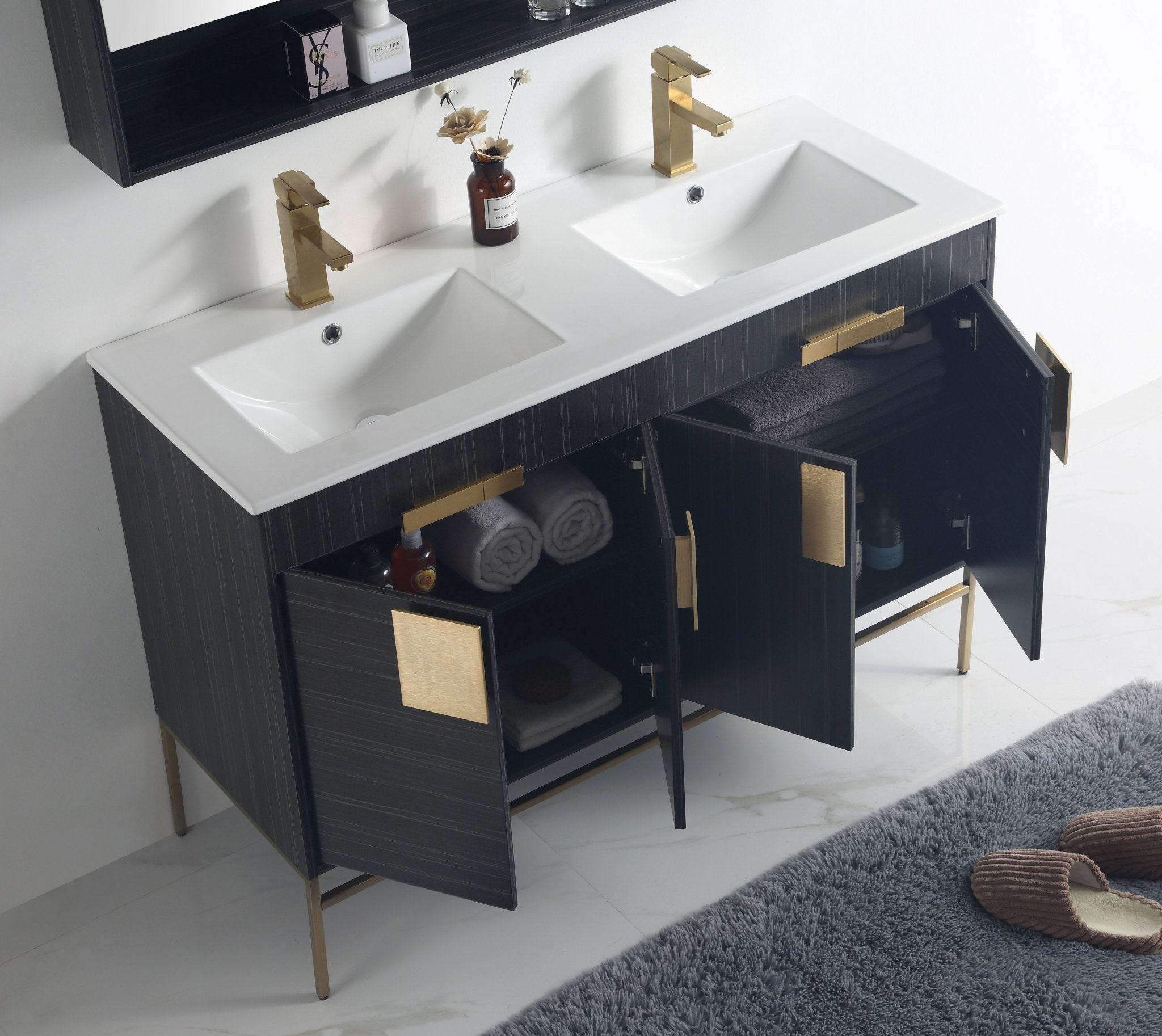 Chans Furniture CL-102DG-47QD 48" Tennant Brand Kuro Minimalistic Dawn Gray Double Bathroom Vanity