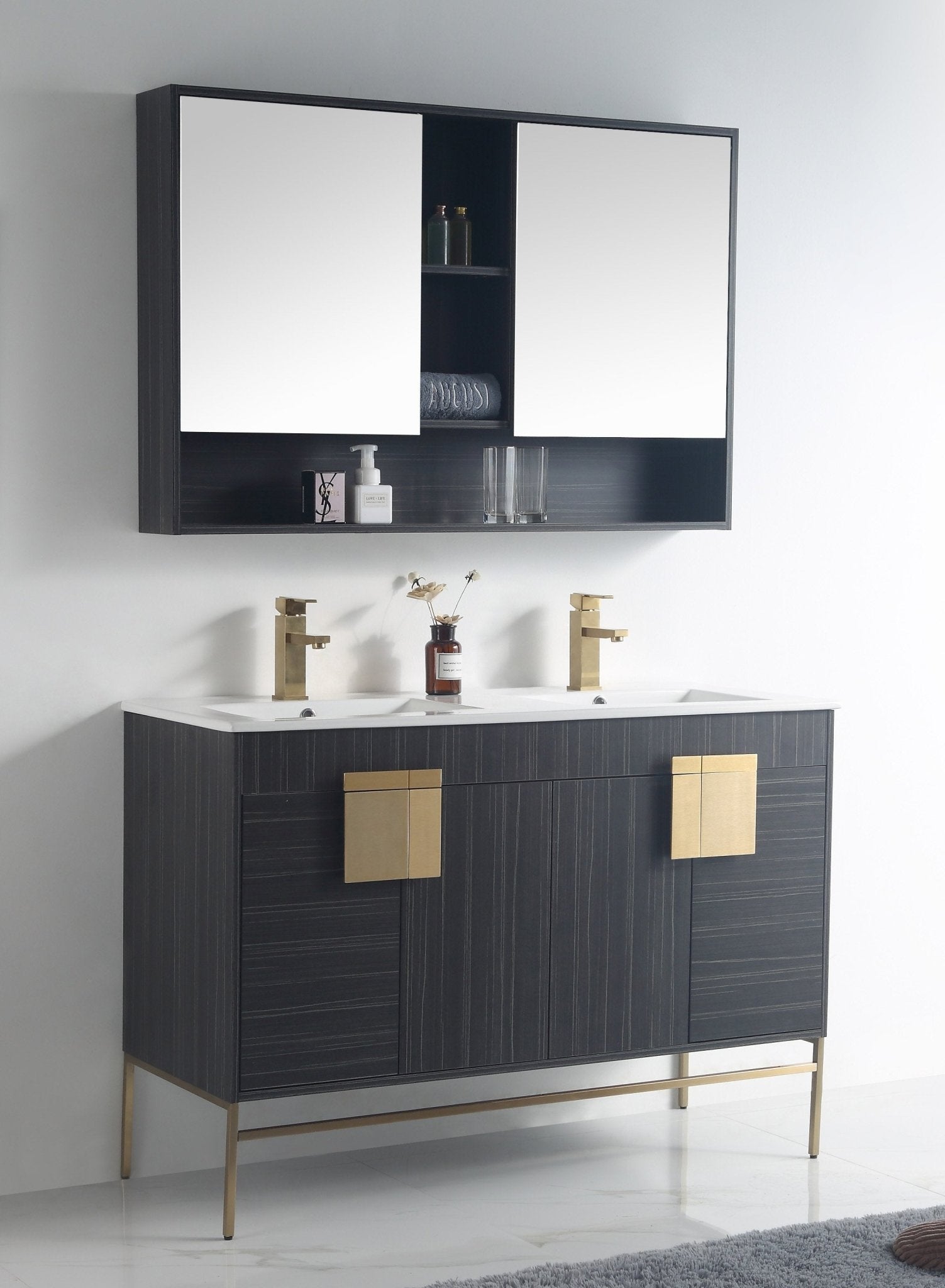 Chans Furniture CL-102DG-47QD 48" Tennant Brand Kuro Minimalistic Dawn Gray Double Bathroom Vanity