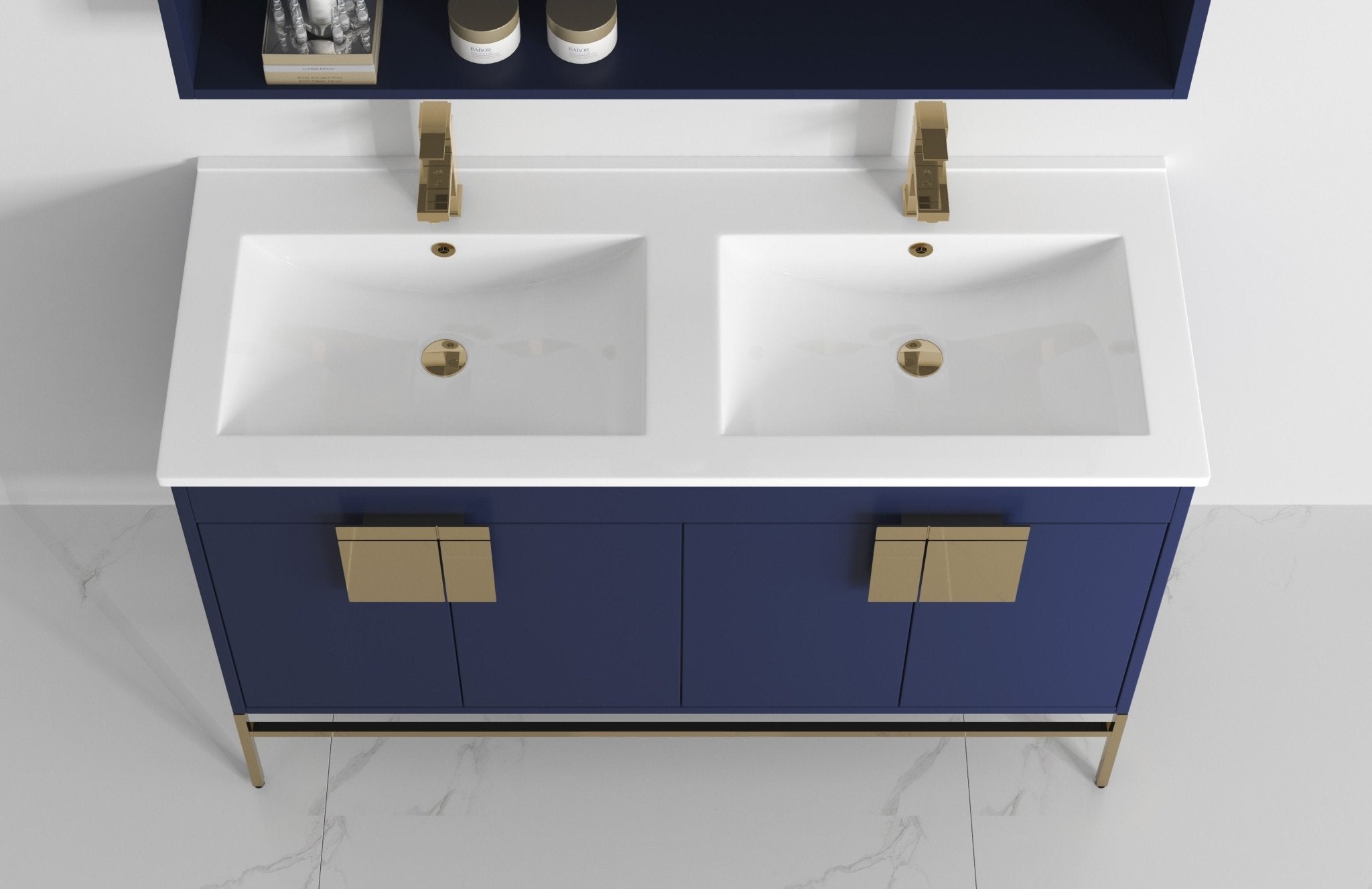 Chans Furniture CL-108NB-47QD 48" Tennant Brand Kuro Minimalistic Navy Blue Double Bathroom Vanity