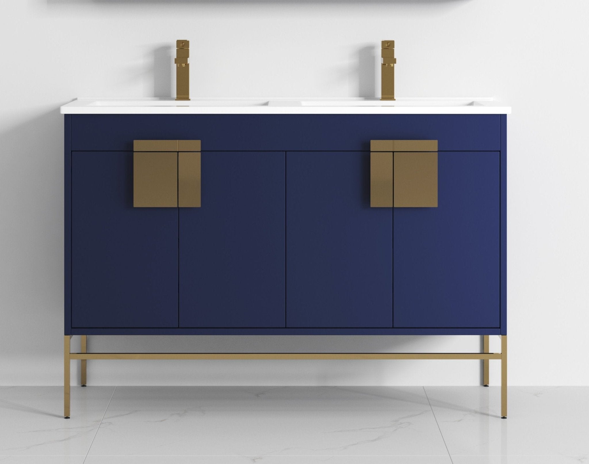 Chans Furniture CL-108NB-47QD 48" Tennant Brand Kuro Minimalistic Navy Blue Double Bathroom Vanity