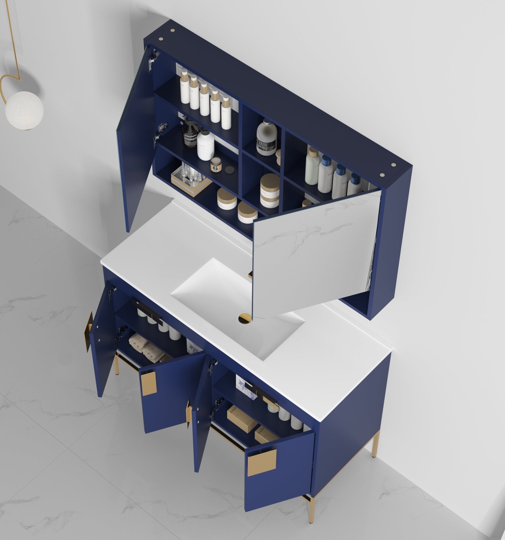Chans Furniture CL-108NB-50SK 48" Tennant Brand Kuro Minimalistic Navy Blue Single Sink Bathroom Vanity