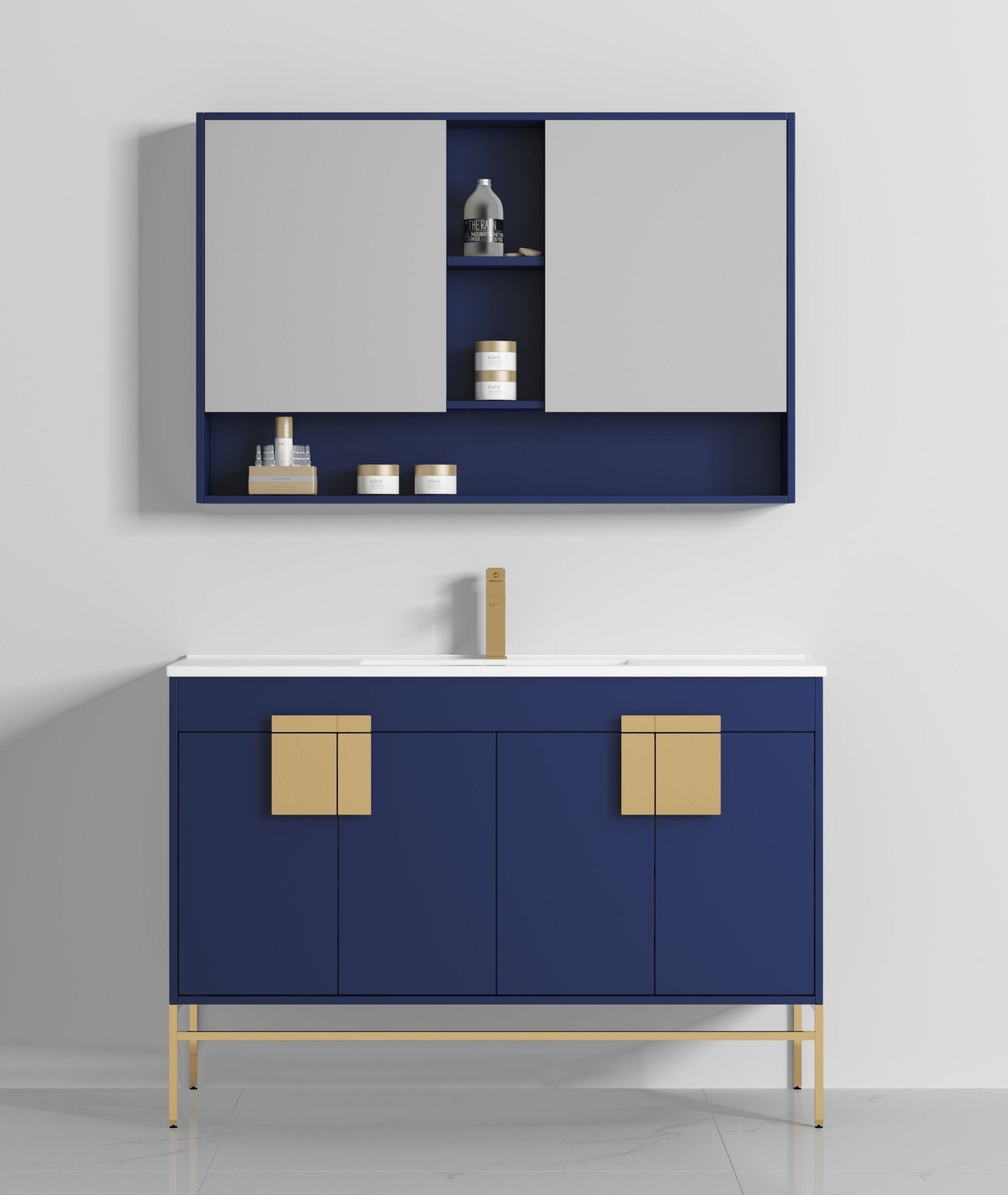 Chans Furniture CL-108NB-50SK 48" Tennant Brand Kuro Minimalistic Navy Blue Single Sink Bathroom Vanity