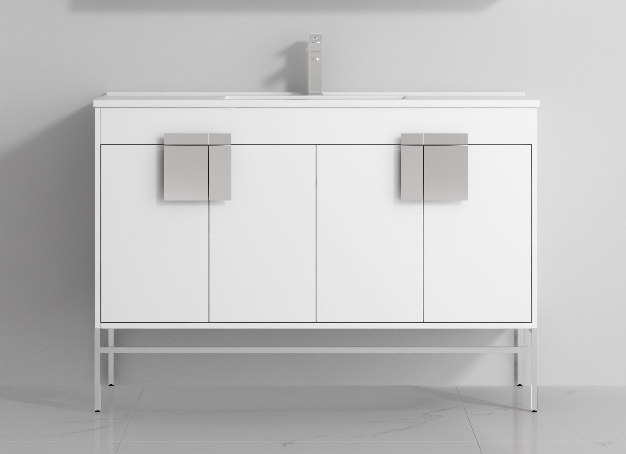 Chans Furniture CL-101WH-50SK 48" Tennant Brand Kuro Minimalistic White Single Sink Bathroom Vanity