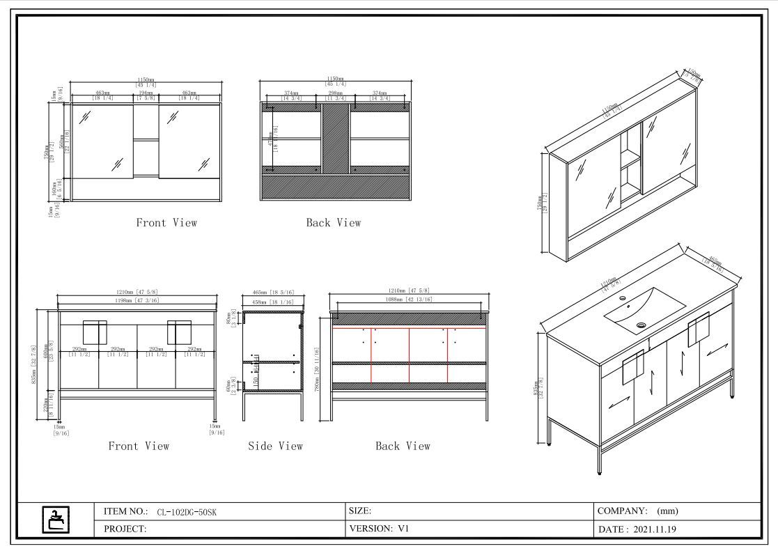 Chans Furniture CL-101WH-50SK 48" Tennant Brand Kuro Minimalistic White Single Sink Bathroom Vanity