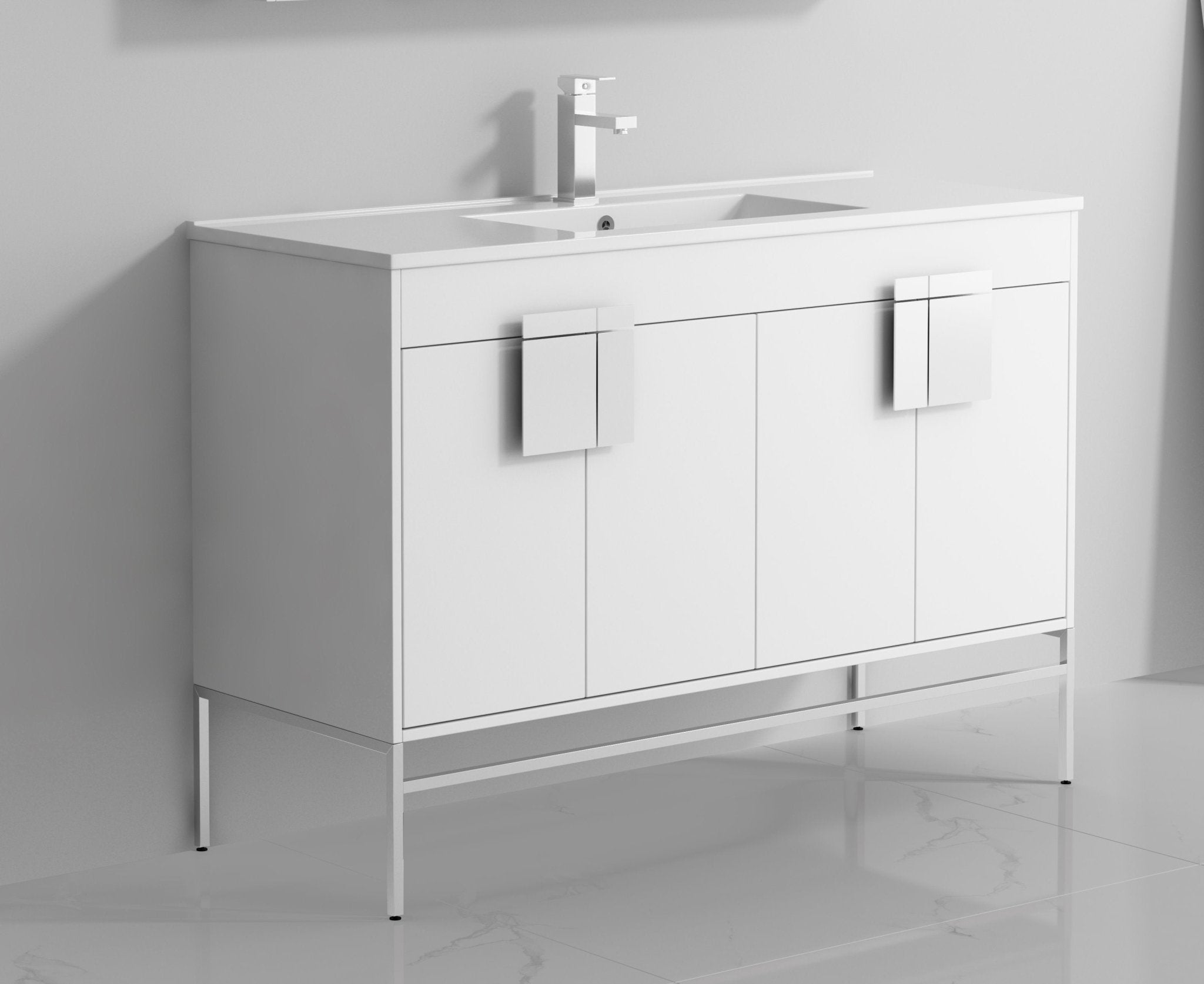 Chans Furniture CL-101WH-50SK 48" Tennant Brand Kuro Minimalistic White Single Sink Bathroom Vanity