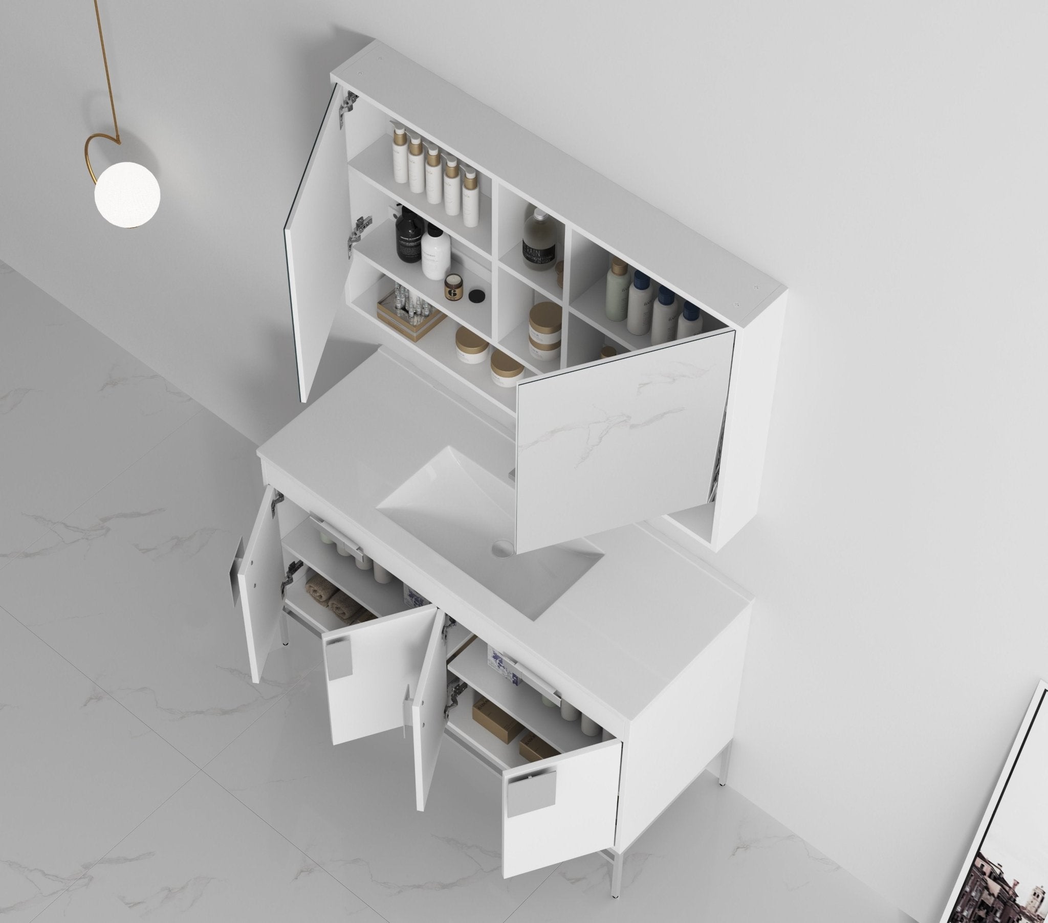 Chans Furniture CL-101WH-50SK 48" Tennant Brand Kuro Minimalistic White Single Sink Bathroom Vanity