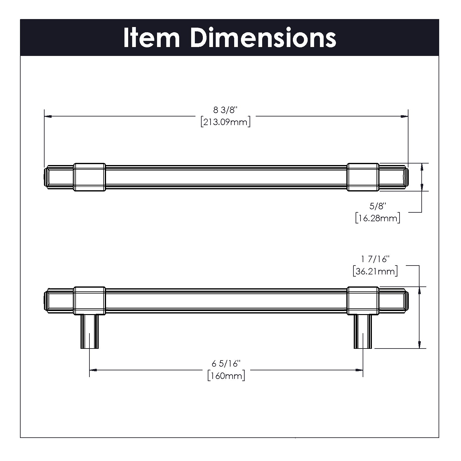 Belwith 6-5/16 Inch (160mm) Center to Center Monroe Pull (B077025)