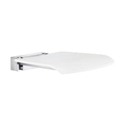 LIVING - Folding Wall mounted Shower Seat, Chromed Zinc/Aluminium, White seat