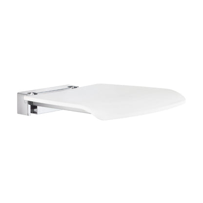 LIVING - Folding Wall mounted Shower Seat, Chromed Zinc/Aluminium, White seat
