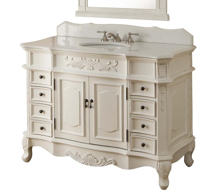 Chans Furniture HF-2815W-AW-48 48" Antique white Morton Bathroom Sink Vanity - HF-2815W-AW-48
