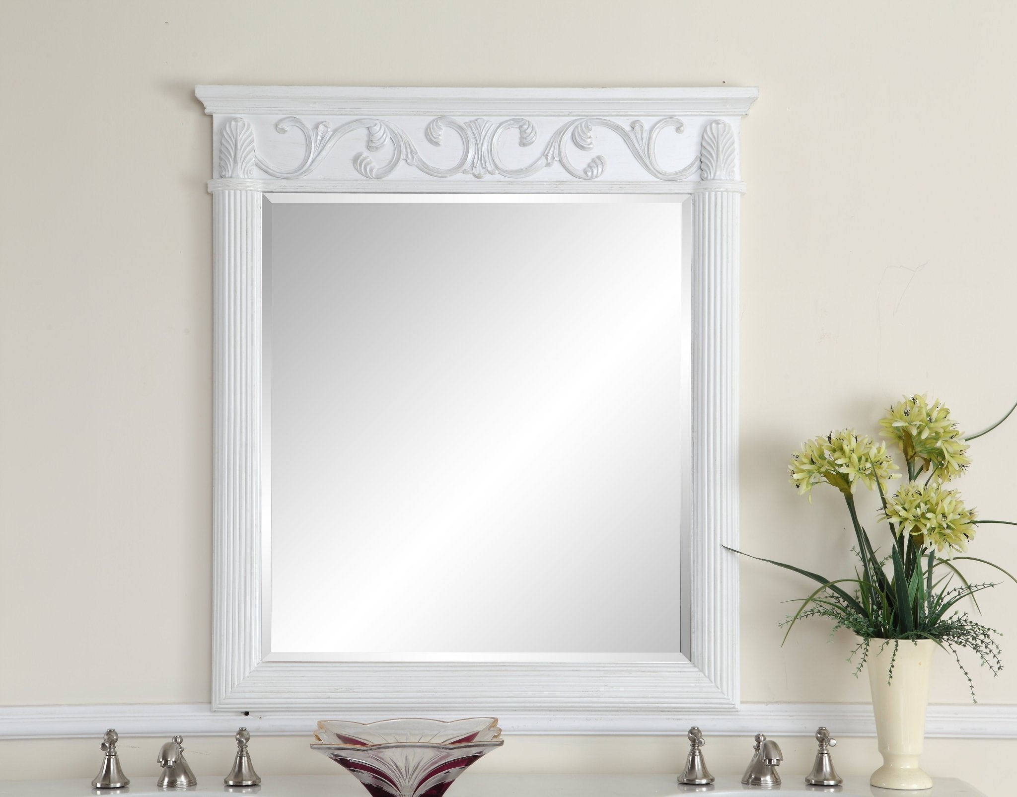 Chans Furniture SW-3882W-AW-48 48 Inch Antique White Traditional Style Single Sink Beckham Bathroom Vanity