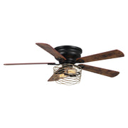 48" Athens Farmhouse Flush Mount Reversible Ceiling Fan with Lighting and Remote Control