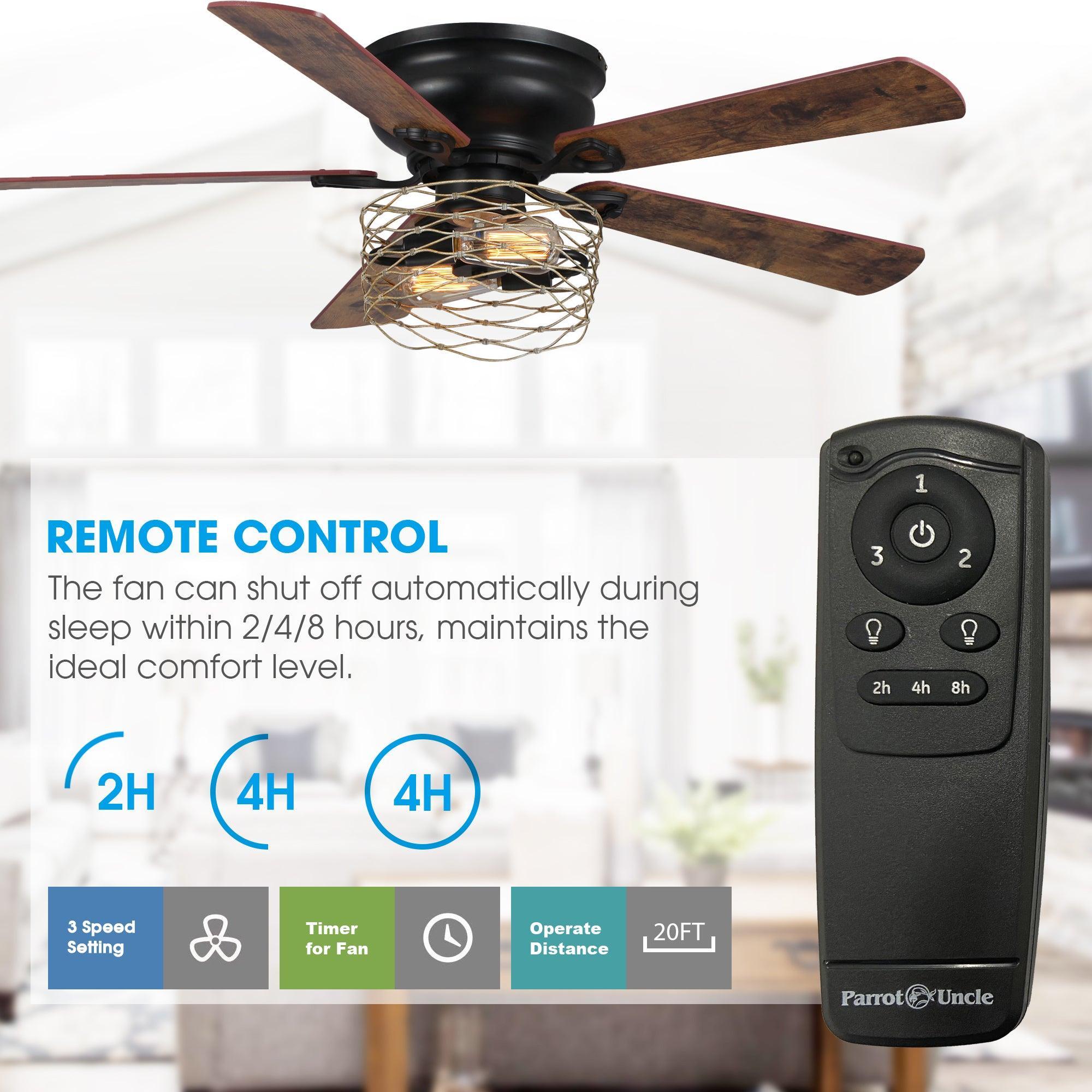 48" Athens Farmhouse Flush Mount Reversible Ceiling Fan with Lighting and Remote Control
