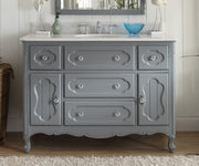 Chans Furniture GD-1522CK 48 Inch Gray Charming Cottage Chic Knoxville Vanity With Marble Top