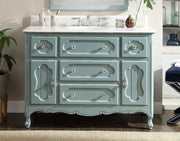 Chans Furniture GD-1522BU 48 Inch Light Blue Charming Cottage Chic Knoxville Vanity With Marble Top