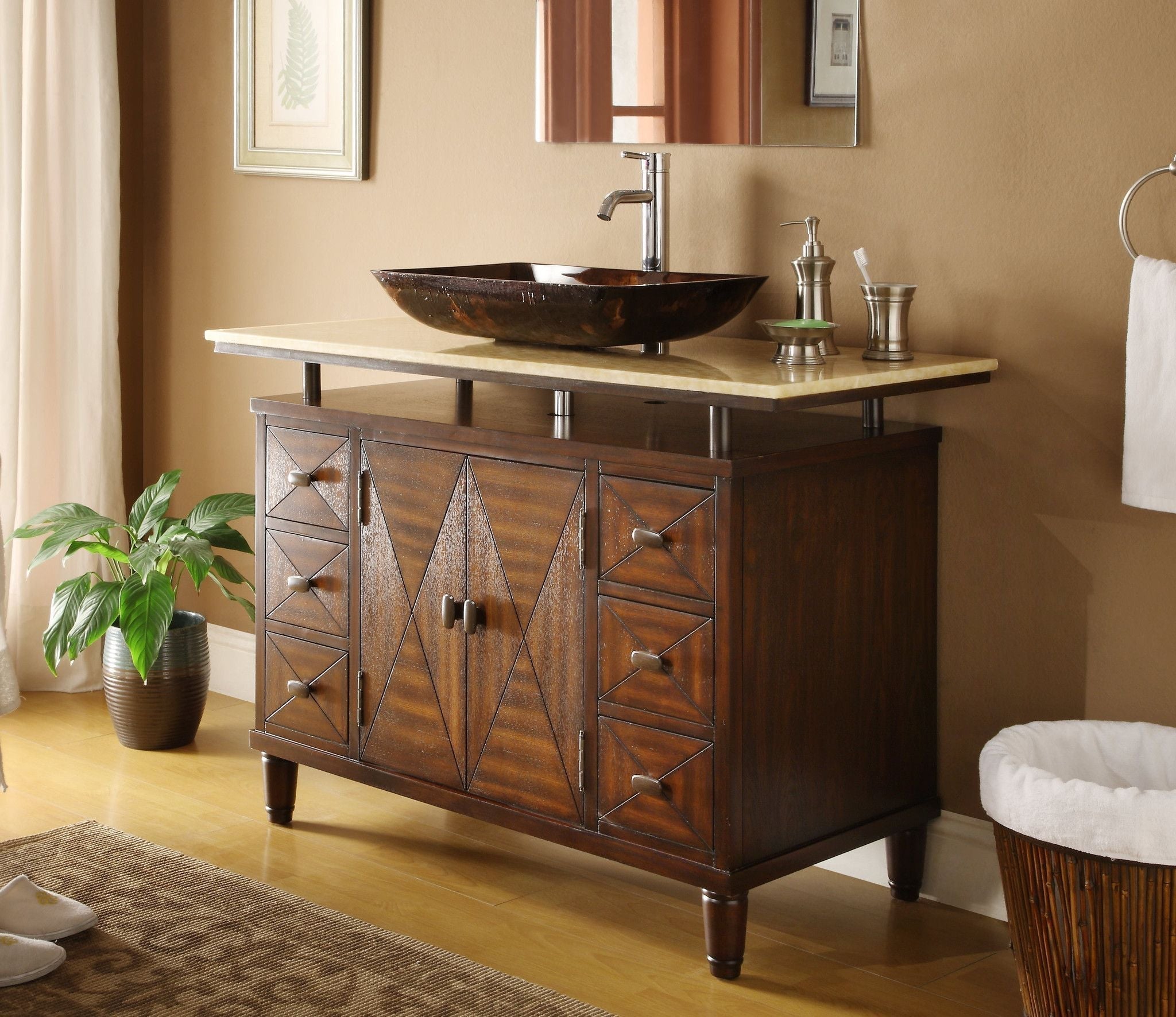 Chans Furniture Q136-8X 48" Benton Collection Verdana Vessel Sink Bathroom Vanity