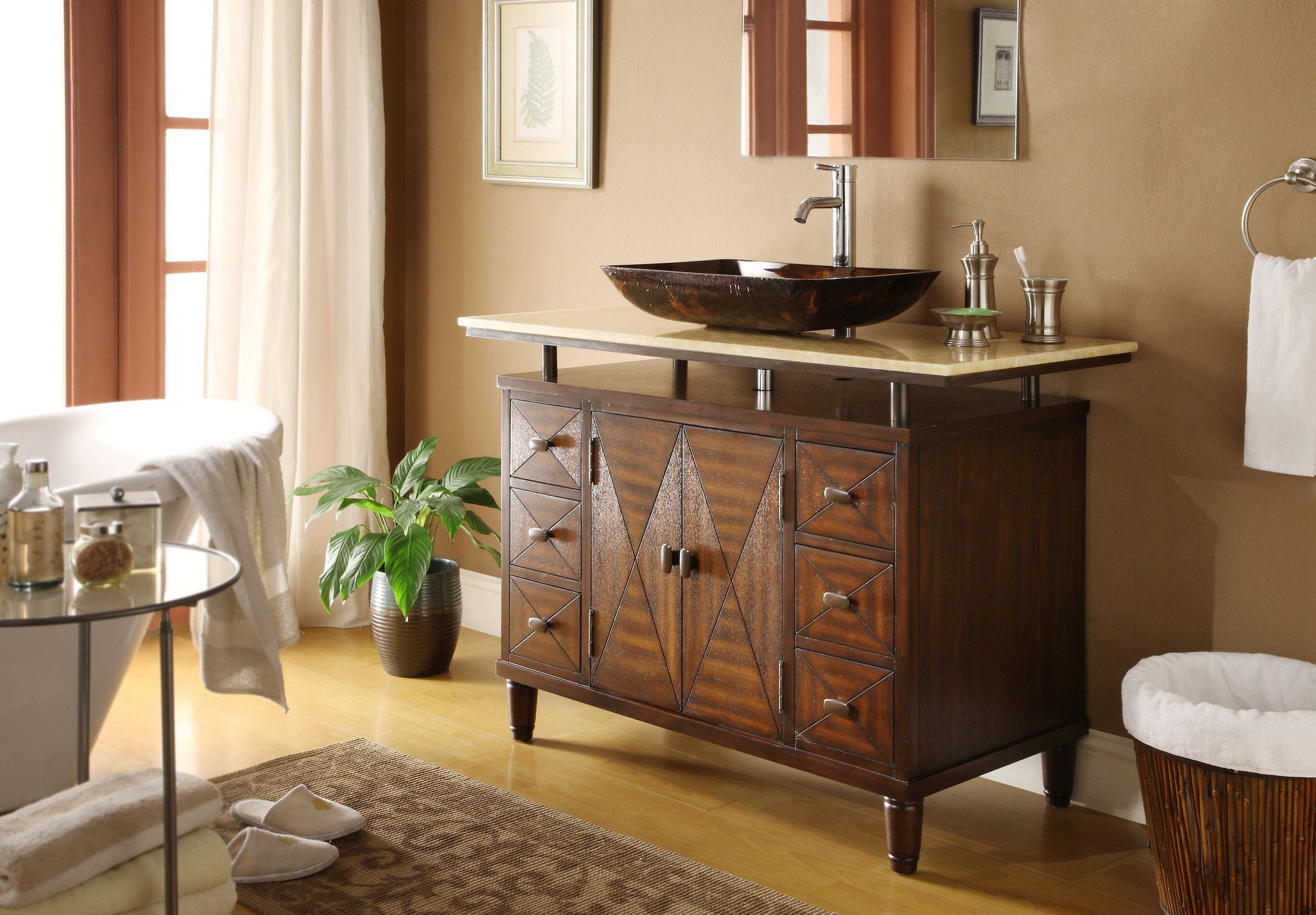Chans Furniture Q136-8X 48" Benton Collection Verdana Vessel Sink Bathroom Vanity