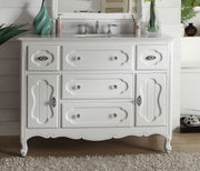 Chans Furniture GD-1522W 48 Inch White Charming Cottage Chic Knoxville Vanity With Marble Top