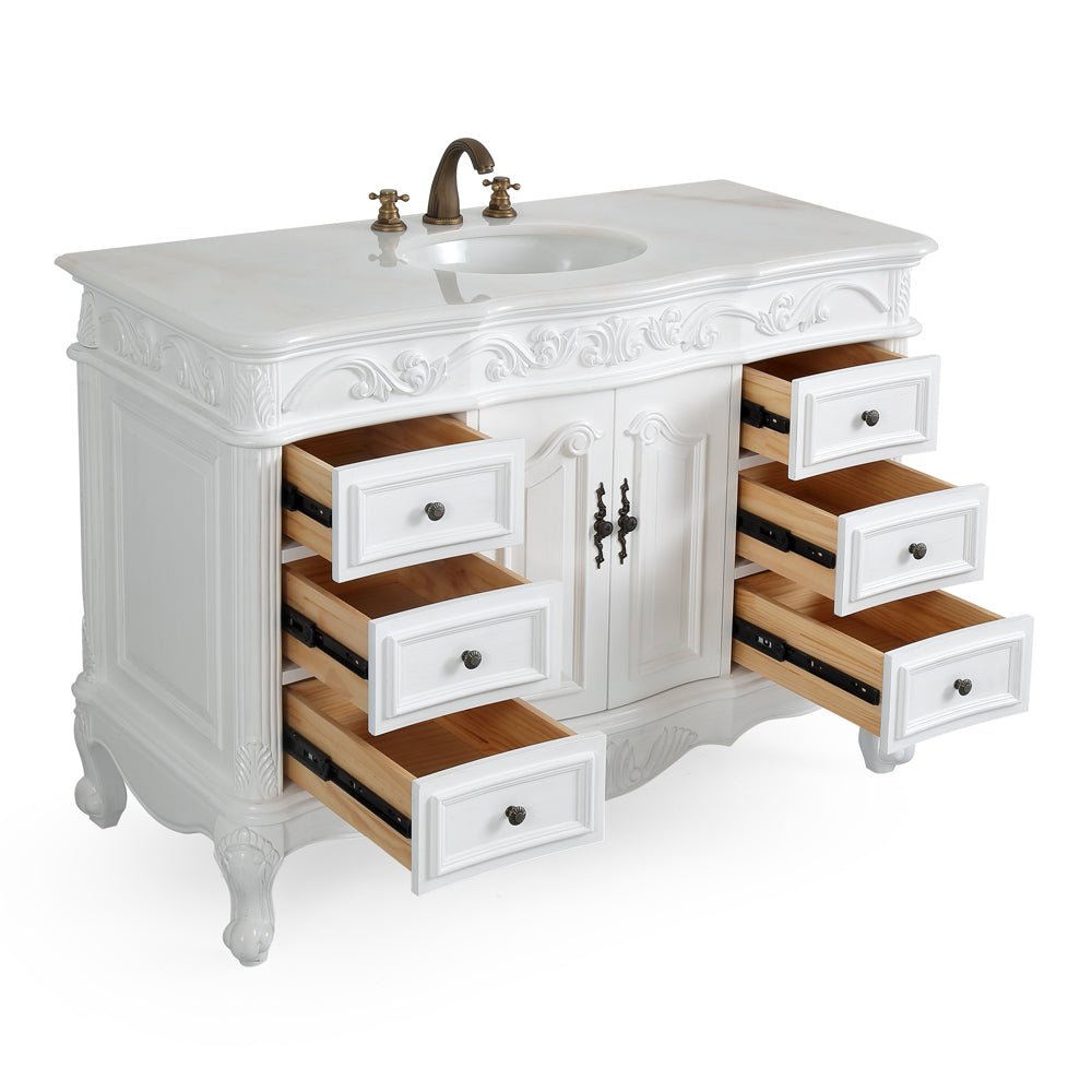 Chans Furniture SW-3882W-AW-48 48 Inch Antique White Traditional Style Single Sink Beckham Bathroom Vanity