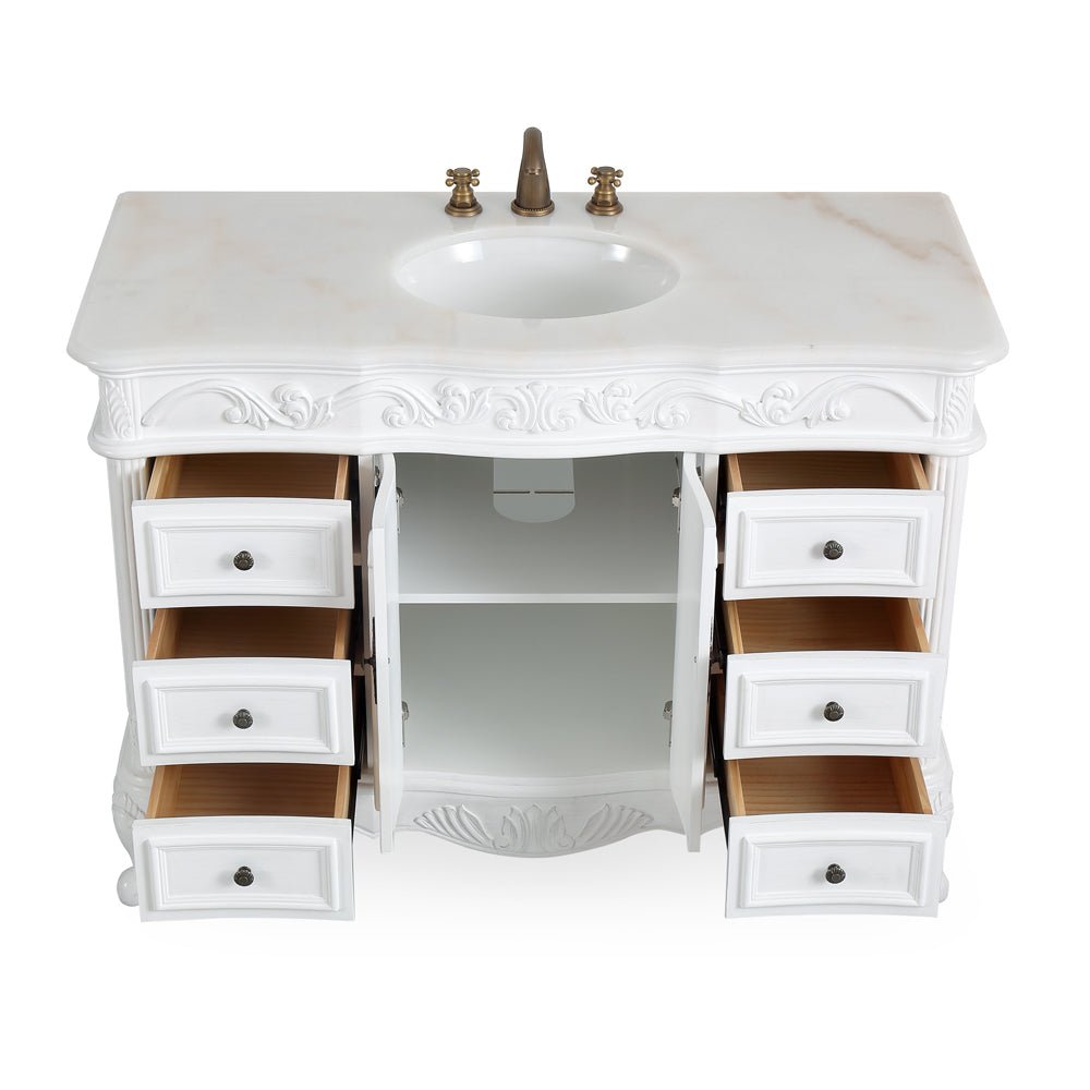 Chans Furniture SW-3882W-AW-48 48 Inch Antique White Traditional Style Single Sink Beckham Bathroom Vanity
