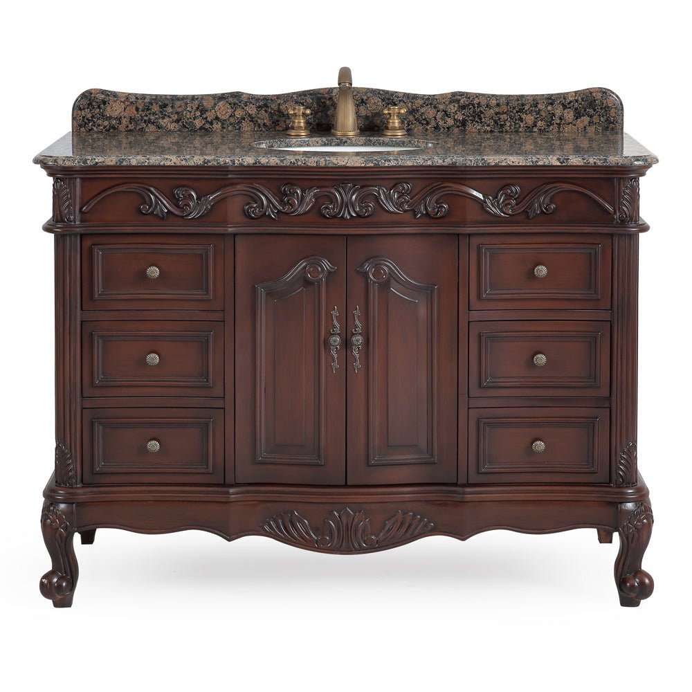 Chans Furniture SW-3882SB-TK-48 48 Inch Dark Brown Traditional Style Single Sink Baltic Brown Countertop Beckham Bathroom Vanity