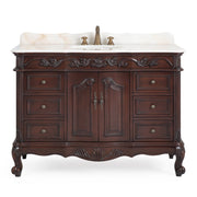 Chans Furniture CF-3882W-TK-48 48 Inch Dark Brown Traditional Style Single Sink White Marble Countertop Beckham Bathroom Vanity