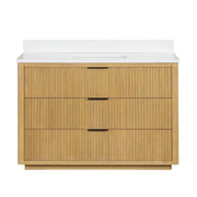 Chans Furniture VH-2130WD-48 48 Inch Modern Golden Oak Coris Single Sink Bathroom Vanity With White Quartz Top