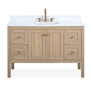 Chans Furniture GD-NG2462-WD-48 48 Inch Modern Light Oak Sera Single Sink Bathroom Vanity With White Quartz Top