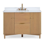 Chans Furniture GD-OE2248WD-48 48 Inch Trendy Wood Finish Odelia Bathroom Vanity With White Quartz Top