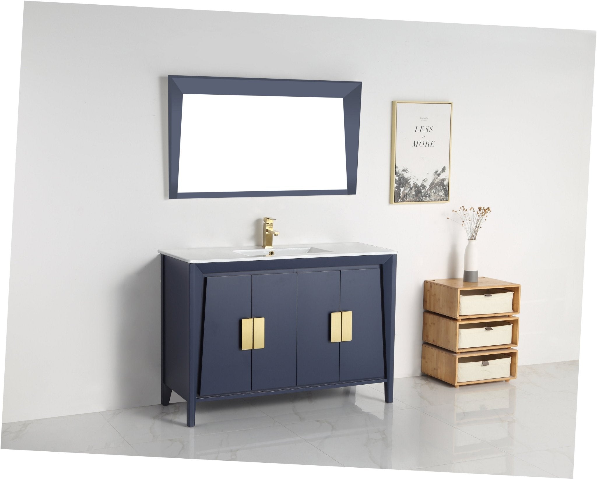 Chans Furniture CL-22NB47-ZI 48" Larvotto Navy Blue Color Modern Bathroom Sink Vanity