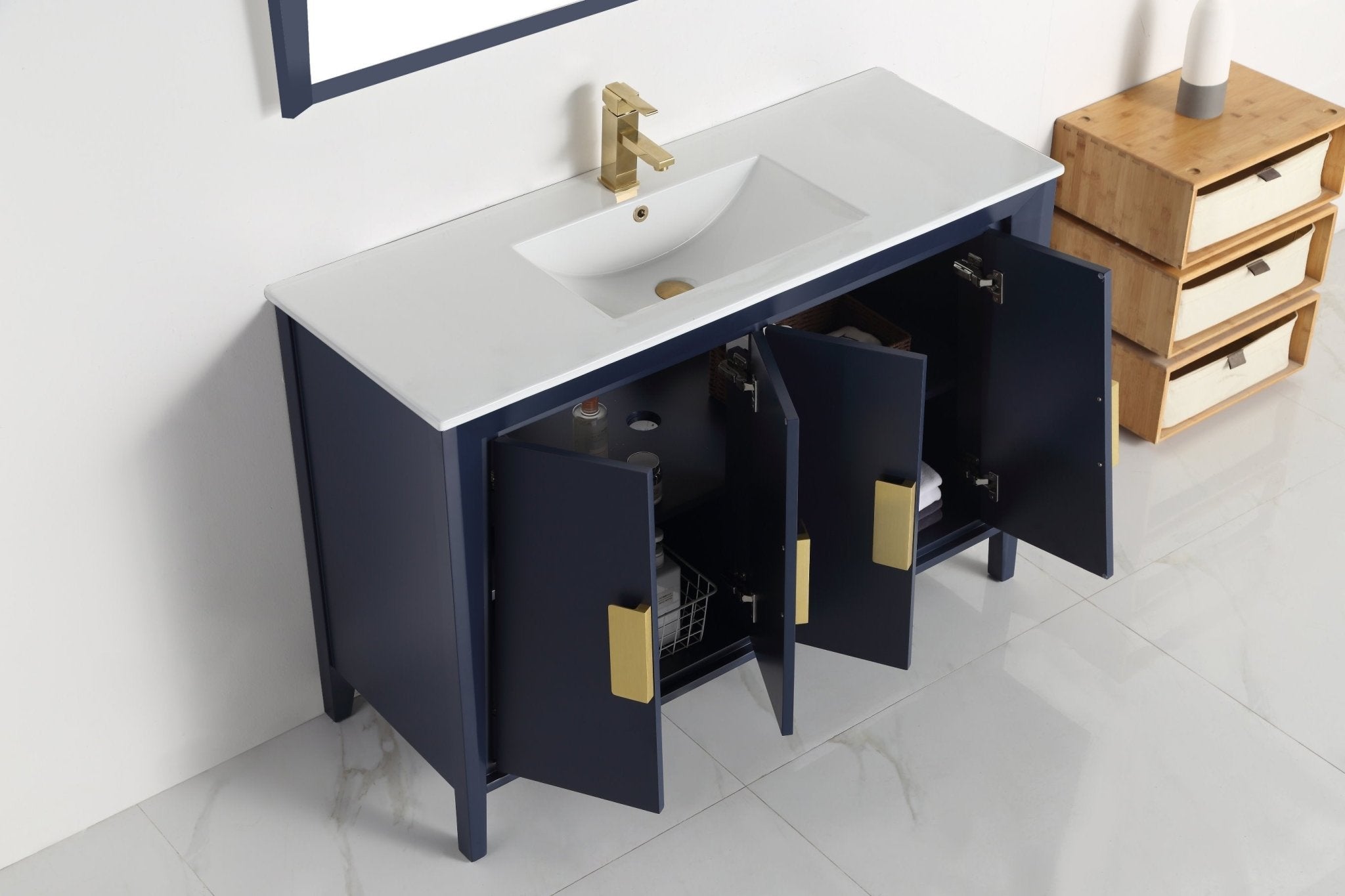 Chans Furniture CL-22NB47-ZI 48" Larvotto Navy Blue Color Modern Bathroom Sink Vanity