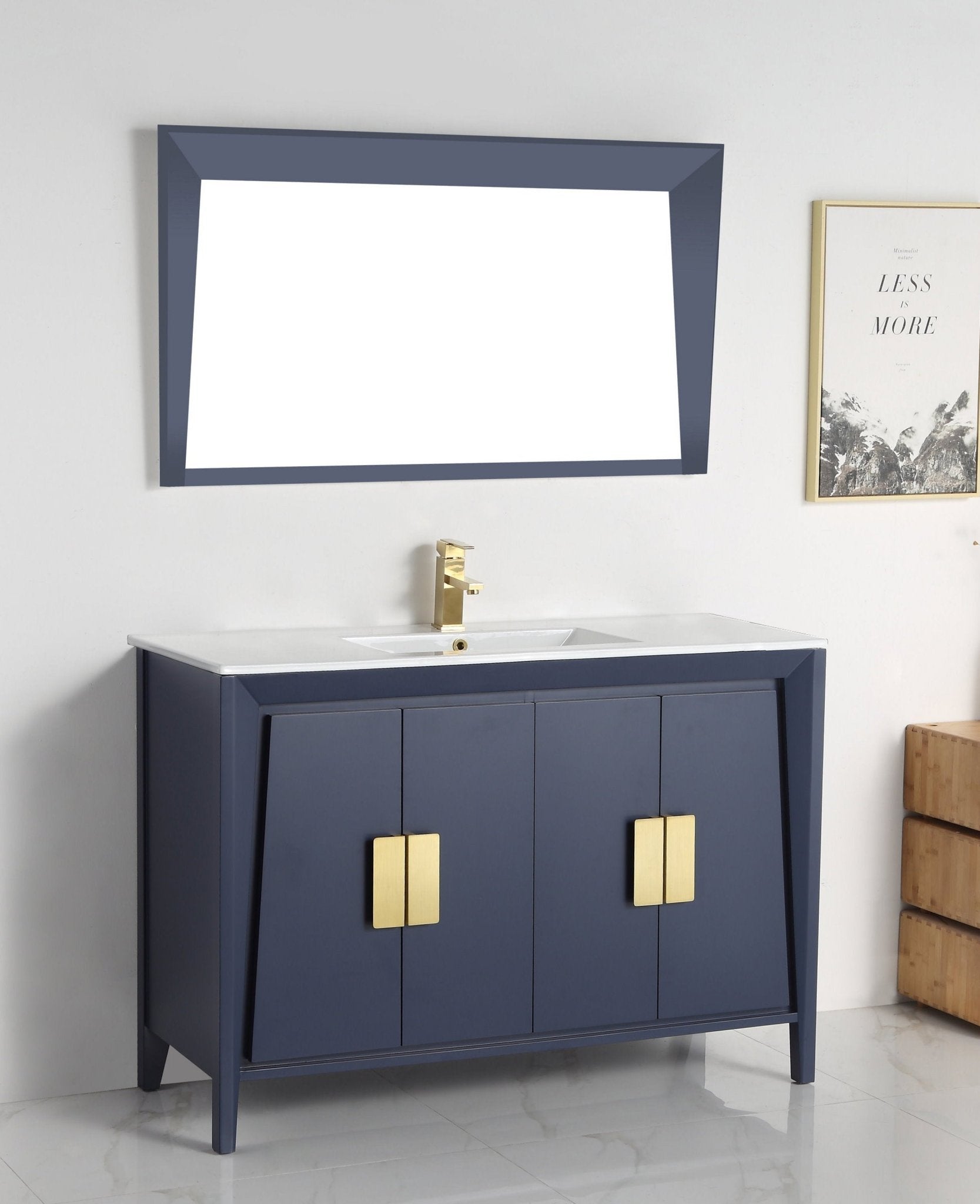 Chans Furniture CL-22NB47-ZI 48" Larvotto Navy Blue Color Modern Bathroom Sink Vanity