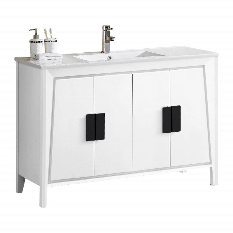 Chans Furniture CL-22WHT47-ZI 48" Larvotto White Color Modern Bathroom Sink Vanity