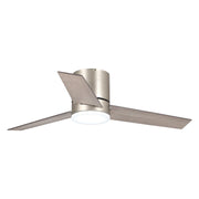 48" Satin Nickel Flush Mount Low Profile Ceiling Fan with LED Lighting