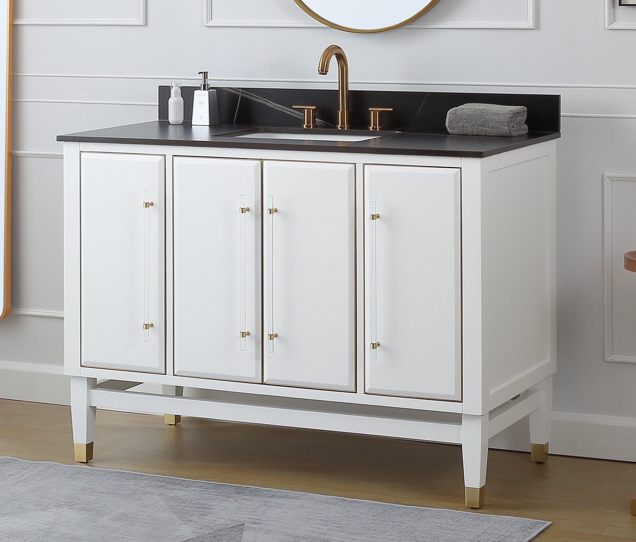 Chans Furniture Q164WT-48GT 48" Tennant Brand Bertone White Modern Bathroom Sink Vanity