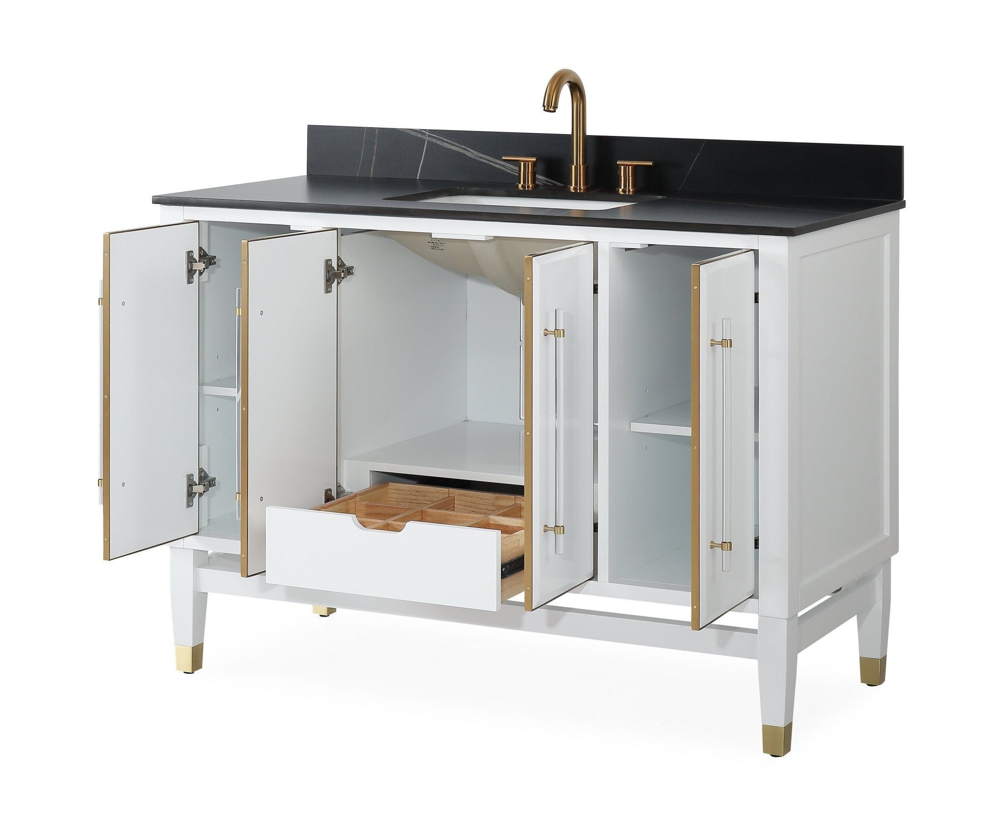 Chans Furniture Q164WT-48GT 48" Tennant Brand Bertone White Modern Bathroom Sink Vanity