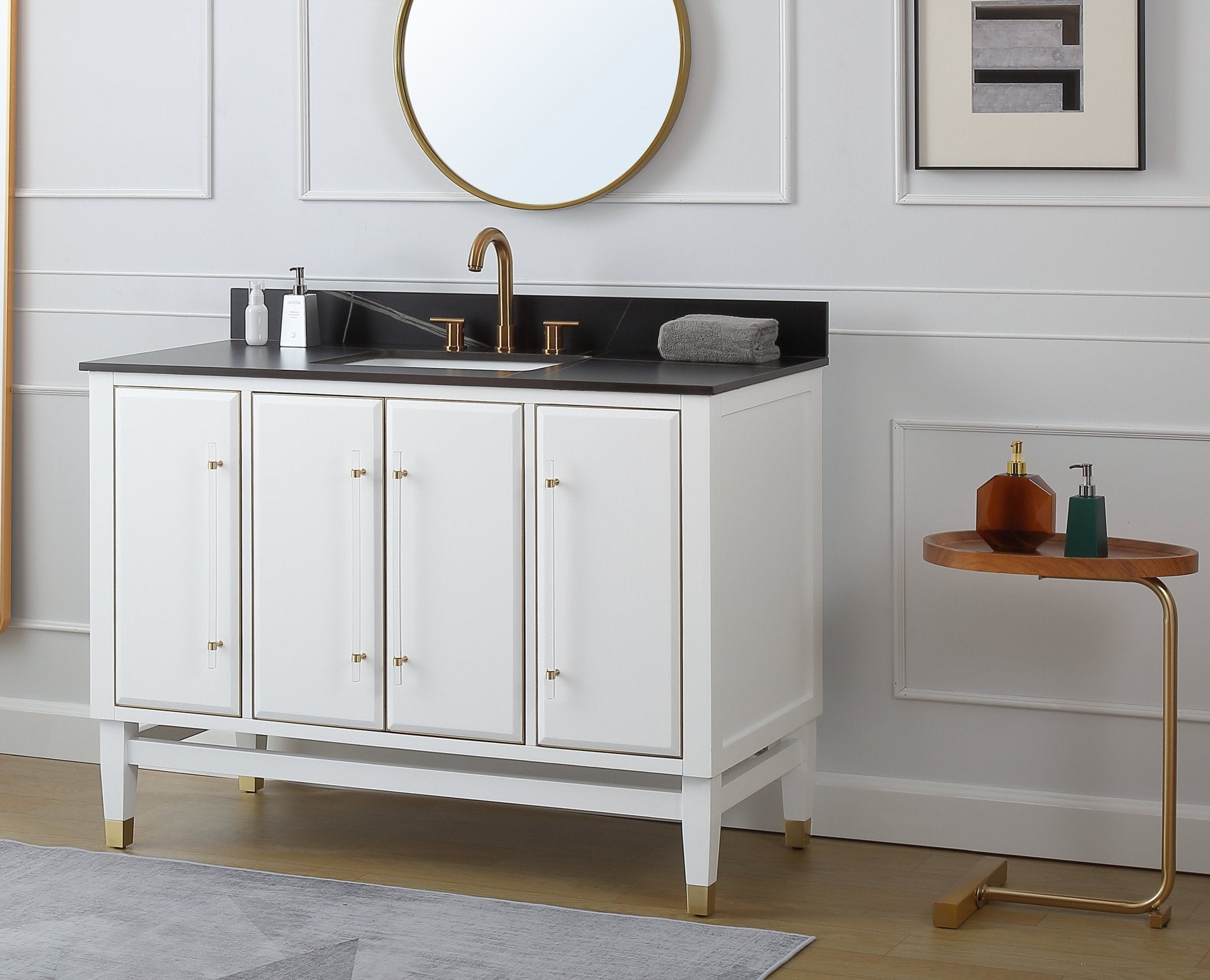 Chans Furniture Q164WT-48GT 48" Tennant Brand Bertone White Modern Bathroom Sink Vanity