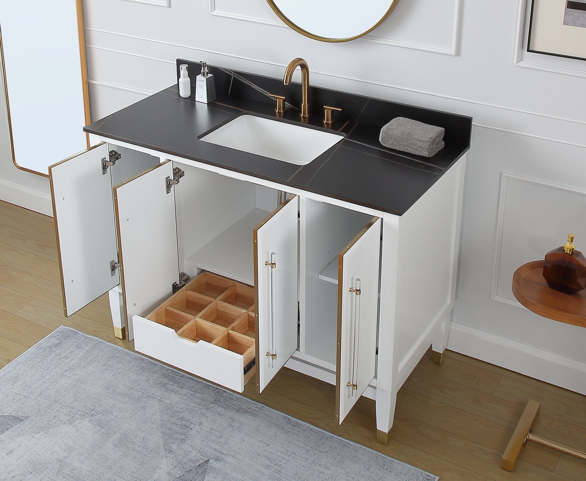 Chans Furniture Q164WT-48GT 48" Tennant Brand Bertone White Modern Bathroom Sink Vanity