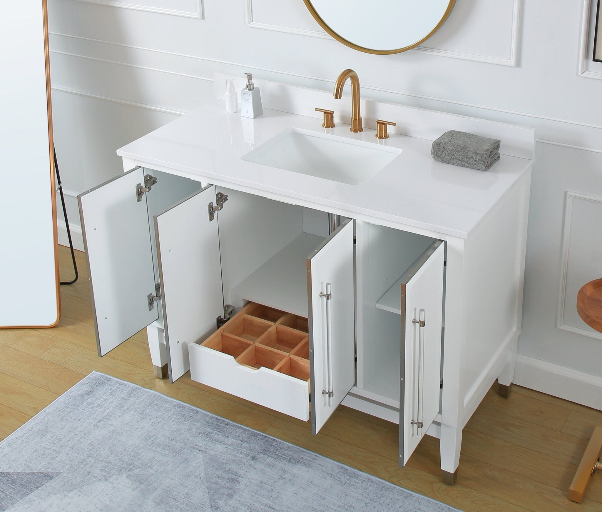 Chans Furniture Q164WT-48QT 48" Tennant Brand Bertone White Modern Bathroom Sink Vanity
