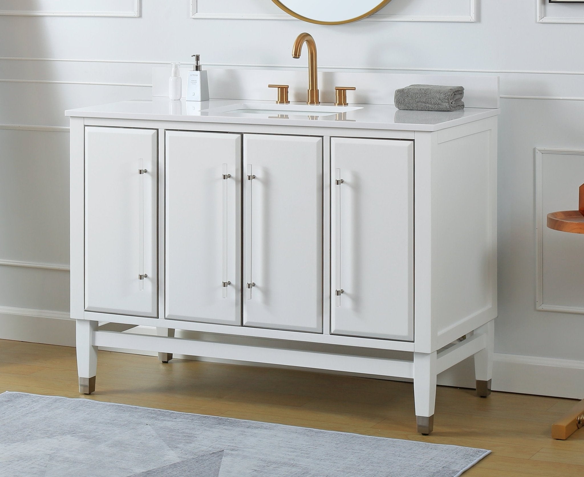 Chans Furniture Q164WT-48QT 48" Tennant Brand Bertone White Modern Bathroom Sink Vanity