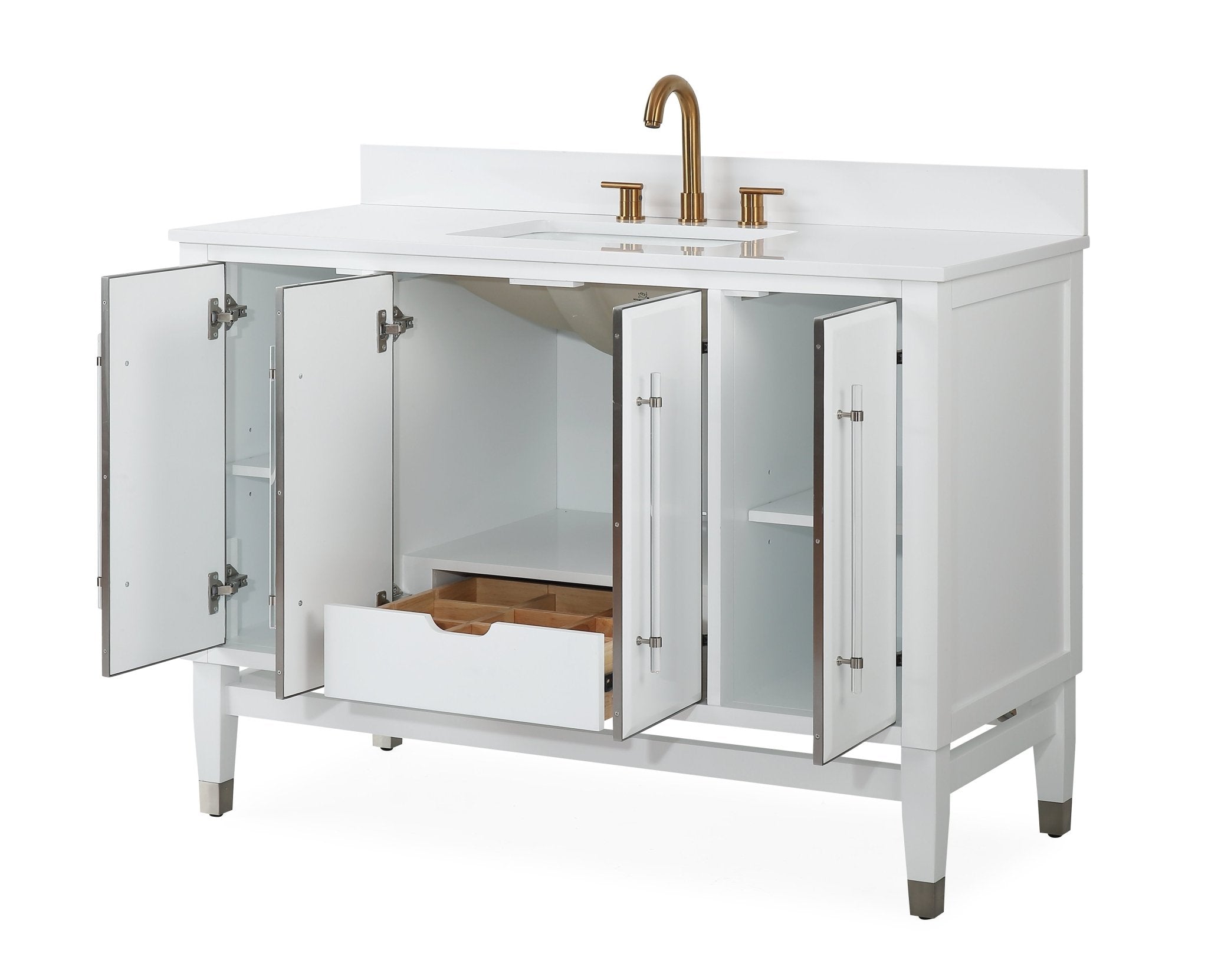 Chans Furniture Q164WT-48QT 48" Tennant Brand Bertone White Modern Bathroom Sink Vanity