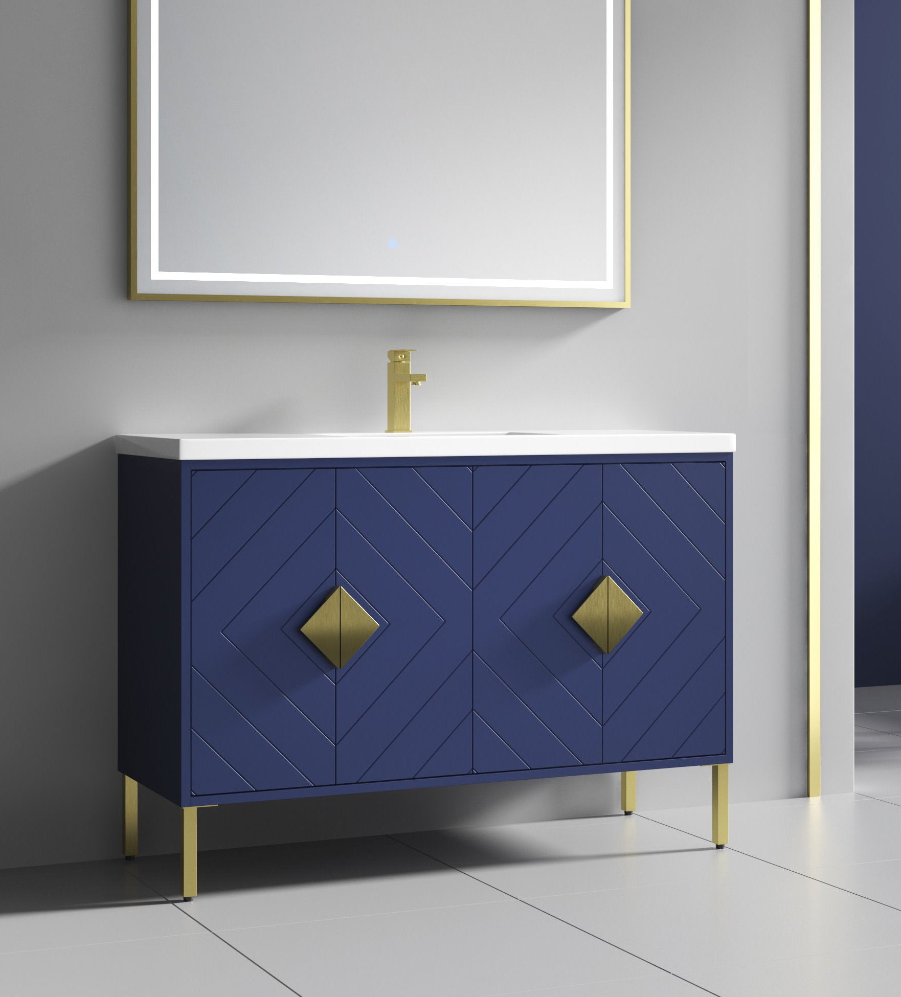 Chans Furniture AC-66NB48 48"  Tennant Brand Modern Style Navy Blue Eileen Bathroom Sink Vanity