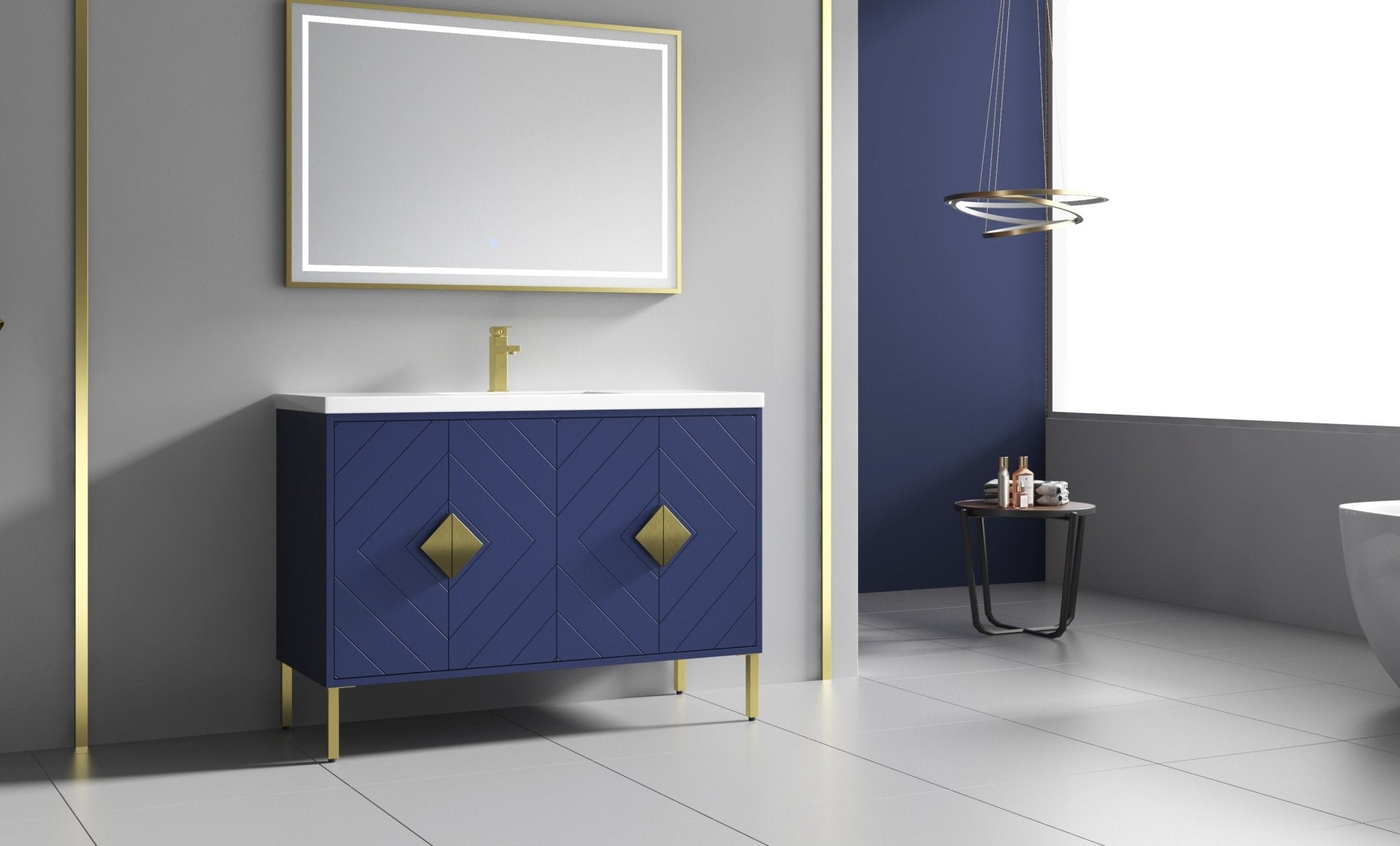 Chans Furniture AC-66NB48 48"  Tennant Brand Modern Style Navy Blue Eileen Bathroom Sink Vanity